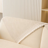 Soft Chenille Sectional Sofa Cover with Pom Pom Trim – Non-Slip Couch Protector