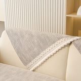 Soft Chenille Sectional Sofa Cover with Pom Pom Trim – Non-Slip Couch Protector