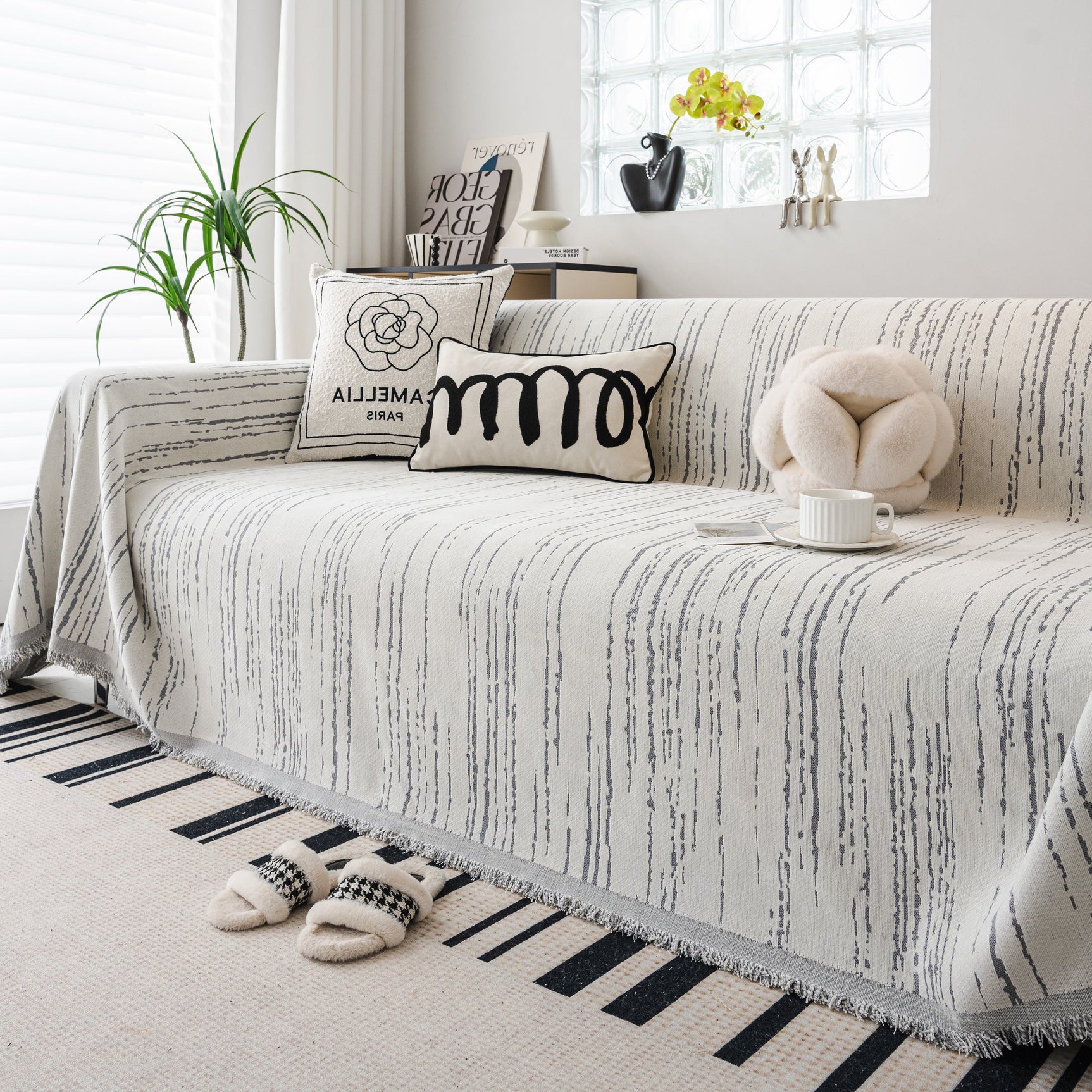 Slip Covers for Sofas, Sofa Throw Cover Soft Chenille Sofa Bed Cover, L Shaped Sectional Couch Covers