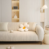 Ribbed Washable Sofa Cover, High Stretch Striped Couch Slipcover with Tie Straps