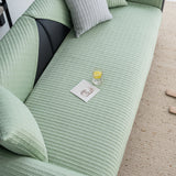 Geometric Textured Couch Slipcover Protector Non-Slip Ice Silk Sofa Cover for Couch