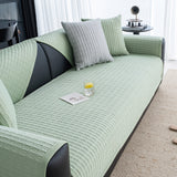 Geometric Textured Couch Slipcover Protector Non-Slip Ice Silk Sofa Cover for Couch