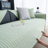 Geometric Textured Couch Slipcover Protector Non-Slip Ice Silk Sofa Cover for Couch