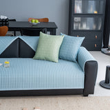 Geometric Textured Couch Slipcover Protector Non-Slip Ice Silk Sofa Cover for Couch