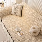 Ruffled Sofa Cover with Bowknot Decor, French Country Style Skirted Couch Slipcover