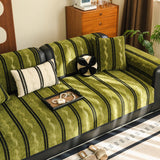 Non-Slip Sofa Cover with Thick Chenille Texture Woven Stripe Couch Protector Throw