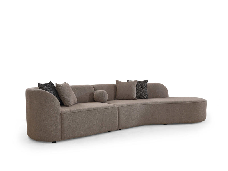 Cloe Mink Boucle 2pc Curved Sectional Sofa