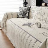 Chenille Striped Floral Couch Cover Sofa Slipcover for Most Shape Sofas, Reversible Sofa Throw Cover