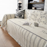 Chenille Striped Floral Couch Cover Sofa Slipcover for Most Shape Sofas, Reversible Sofa Throw Cover