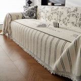 Chenille Striped Floral Couch Cover Sofa Slipcover for Most Shape Sofas, Reversible Sofa Throw Cover