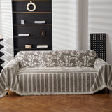 Chenille Striped Floral Couch Cover Sofa Slipcover for Most Shape Sofas, Reversible Sofa Throw Cover