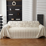 Chenille Striped Floral Couch Cover Sofa Slipcover for Most Shape Sofas, Reversible Sofa Throw Cover