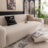 High Stretch Wheat Ear Embossed Textured Couch Slipcover, Water Repellent Sofa Cover