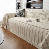 Chenille Striped Floral Couch Cover Sofa Slipcover for Most Shape Sofas, Reversible Sofa Throw Cover