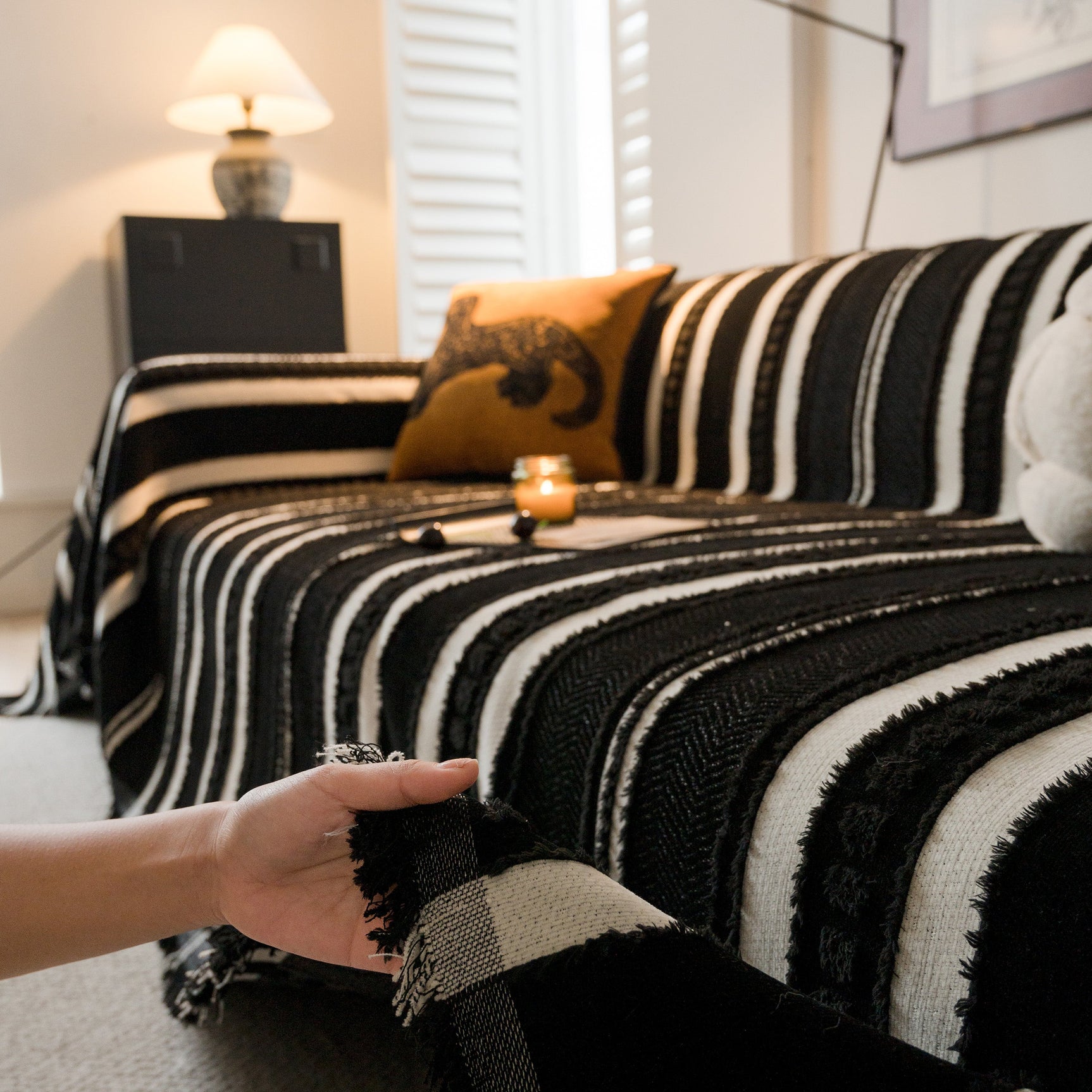 Bohemian Striped Sofa Cover, Decor Woven Throw for Couch, Loveseat, or Sectional