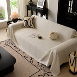 Sofa Cover Throw with Subtle Textured Stripes Lightweight Smooth Couch Slipcover