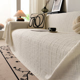 Sofa Cover Throw with Subtle Textured Stripes Lightweight Smooth Couch Slipcover