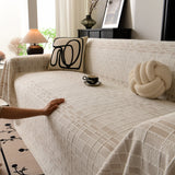 Sofa Cover Throw with Subtle Textured Stripes Lightweight Smooth Couch Slipcover