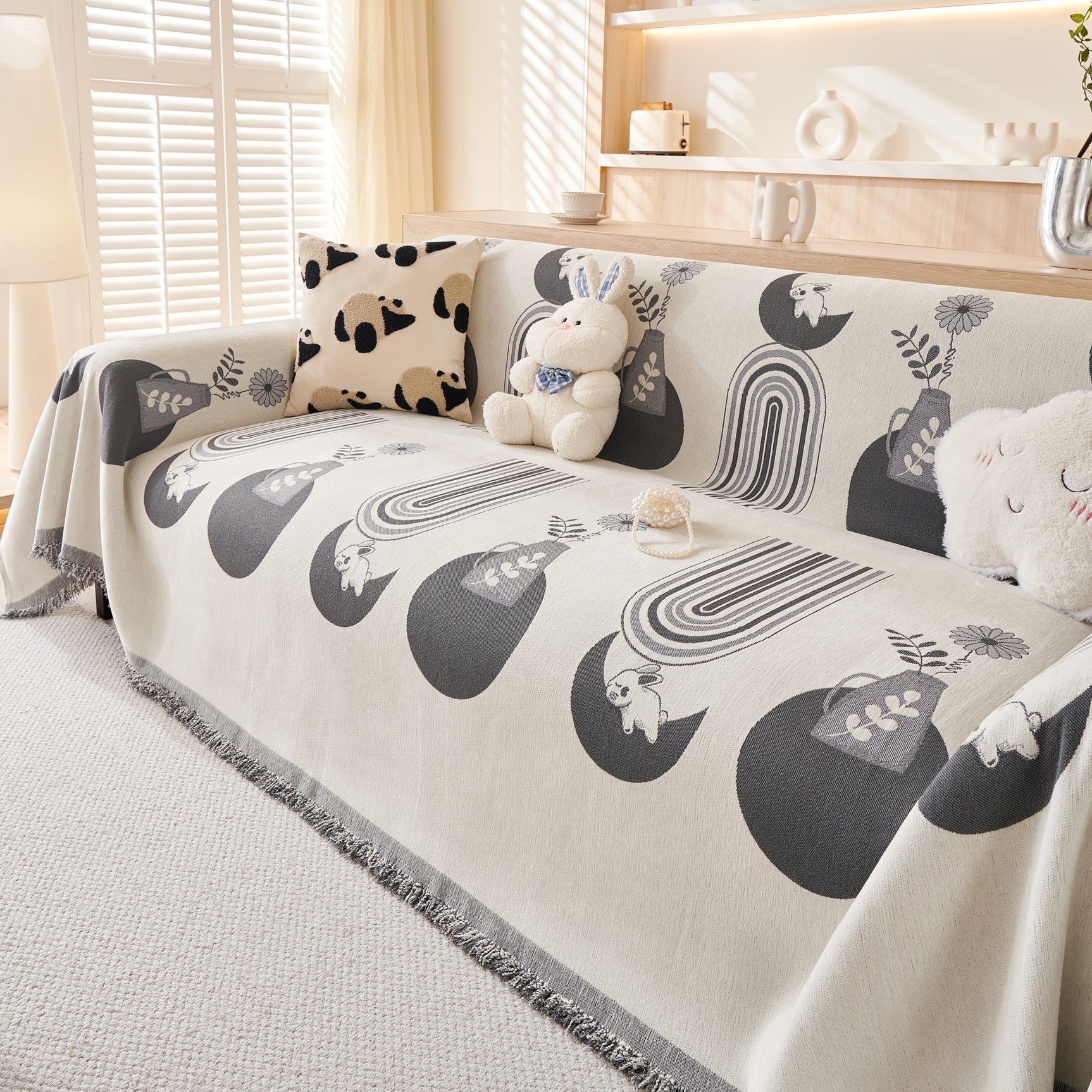 Decorative Throw Blankets for Couch Reversible Chenille Furniture Throw Covers for Sectional Sofa