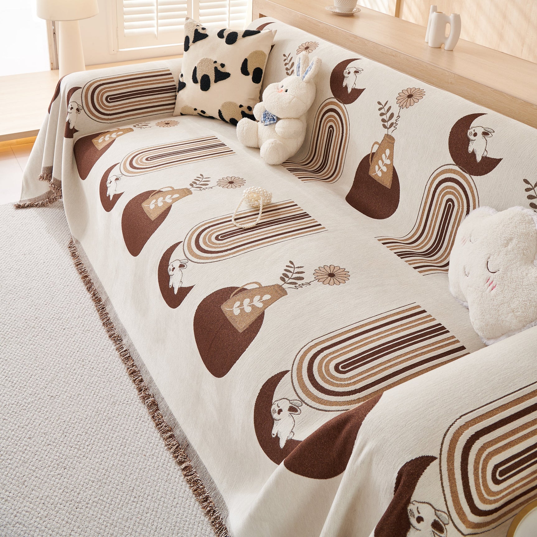 Decorative Throw Blankets for Couch Reversible Chenille Furniture Throw Covers for Sectional Sofa