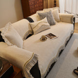 French Vintage Style Couch Cover with Skirt,  Non-Slip Sectional Furniture Covers