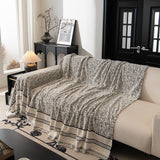 Textured Woven Furniture Protector for Couch, Rustic Farmhouse Sofa Throw Blanket