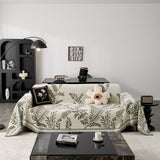 Modern Minimalist Chenille Willow Leaf Pattern Couch Cover Blanket, Luxurious Blankets for The Sofa