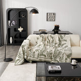 Modern Minimalist Chenille Willow Leaf Pattern Couch Cover Blanket, Luxurious Blankets for The Sofa