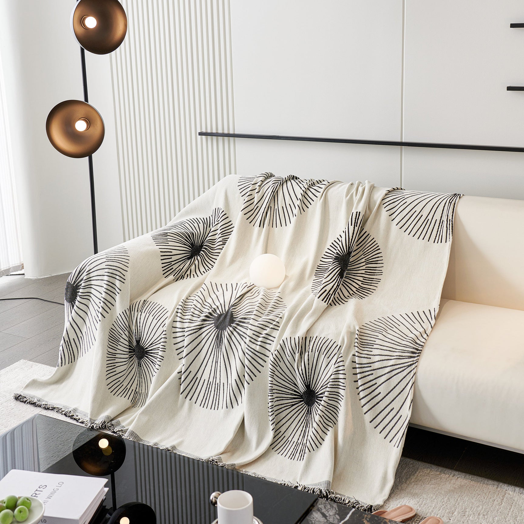 Dandelion Reversible Striped Couch Throw Cover for Living Room Pet Sofa Slipcovers Couch Protector