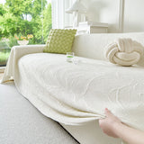 Embossed Leaf Pattern Sofa Cover Blanket for Couch, Soft Cooling Textured Couch Cover