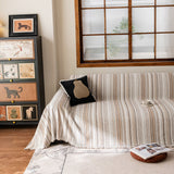 Luxury Cozy Chenille Sofa Cover Throw, Elegant Striped Soft Textured Couch Blanket