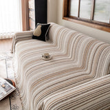 Luxury Cozy Chenille Sofa Cover Throw, Elegant Striped Soft Textured Couch Blanket