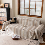 Luxury Cozy Chenille Sofa Cover Throw, Elegant Striped Soft Textured Couch Blanket