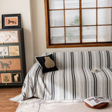Luxury Cozy Chenille Sofa Cover Throw, Elegant Striped Soft Textured Couch Blanket