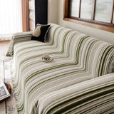 Luxury Cozy Chenille Sofa Cover Throw, Elegant Striped Soft Textured Couch Blanket