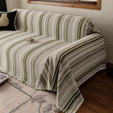 Luxury Cozy Chenille Sofa Cover Throw, Elegant Striped Soft Textured Couch Blanket