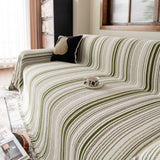 Luxury Cozy Chenille Sofa Cover Throw, Elegant Striped Soft Textured Couch Blanket