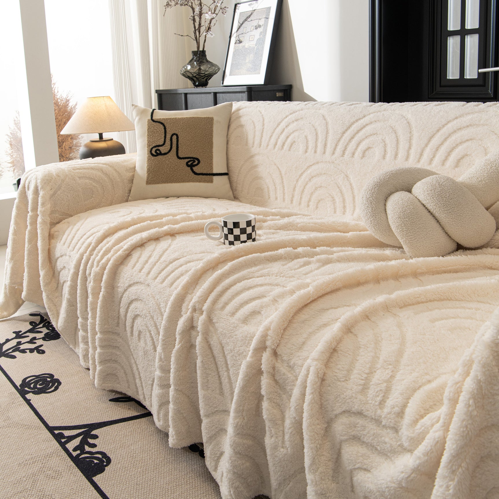Plush Warm Decor Couch Cover Soft Jacquard Fleece Throw Blankets for Bed Couch Sofa Chair