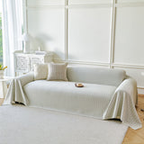 Fresh Geometric Sofa Throw Cover, Modern Textured Breathable Couch Protector Blanket