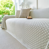 Fresh Geometric Sofa Throw Cover, Modern Textured Breathable Couch Protector Blanket