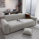 Modern Geometric Jacquard Sofa Slipcover, High Stretch 1-Piece Textured Couch Cover