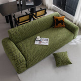 Modern Geometric Jacquard Sofa Slipcover, High Stretch 1-Piece Textured Couch Cover