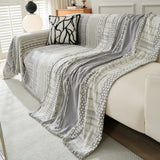 Chenille Sofa Cover Throw Blanket, Boho Geometric Scratch Proof Couch Protector