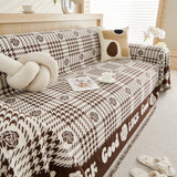 Chenille Houndstooth Sofa Throw Cover, Scratch Proof Cozy Throw Blankets for Couch