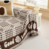 Chenille Houndstooth Sofa Throw Cover, Scratch Proof Cozy Throw Blankets for Couch