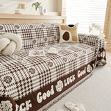 Chenille Houndstooth Sofa Throw Cover, Scratch Proof Cozy Throw Blankets for Couch