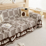 Chenille Houndstooth Sofa Throw Cover, Scratch Proof Cozy Throw Blankets for Couch