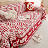 Chenille Houndstooth Sofa Throw Cover, Scratch Proof Cozy Throw Blankets for Couch