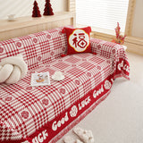 Chenille Houndstooth Sofa Throw Cover, Scratch Proof Cozy Throw Blankets for Couch