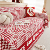 Chenille Houndstooth Sofa Throw Cover, Scratch Proof Cozy Throw Blankets for Couch